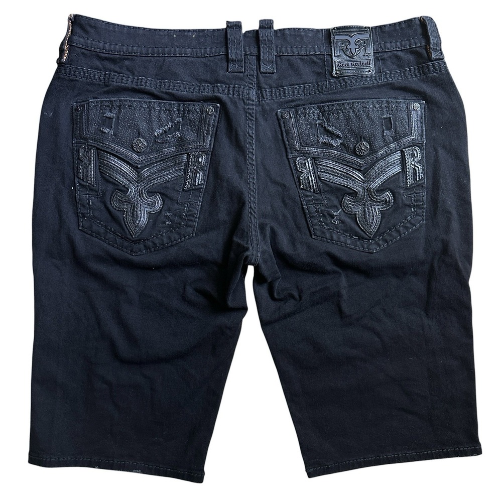 Rock Revival Biker Shorts Men's 46x16 in Black Grunge Rock Flap Pockets Hip Hop
